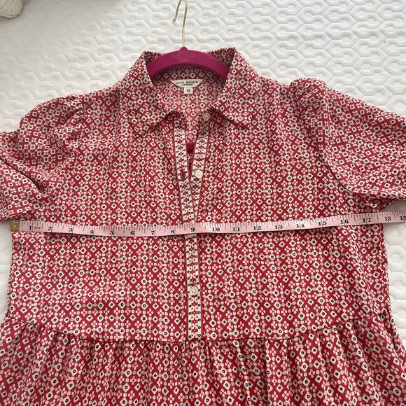 Max Studio Red Floral Prairie Maxi Dress XS Boho Tiered Ruffle Cottagecore - Picture 7 of 7